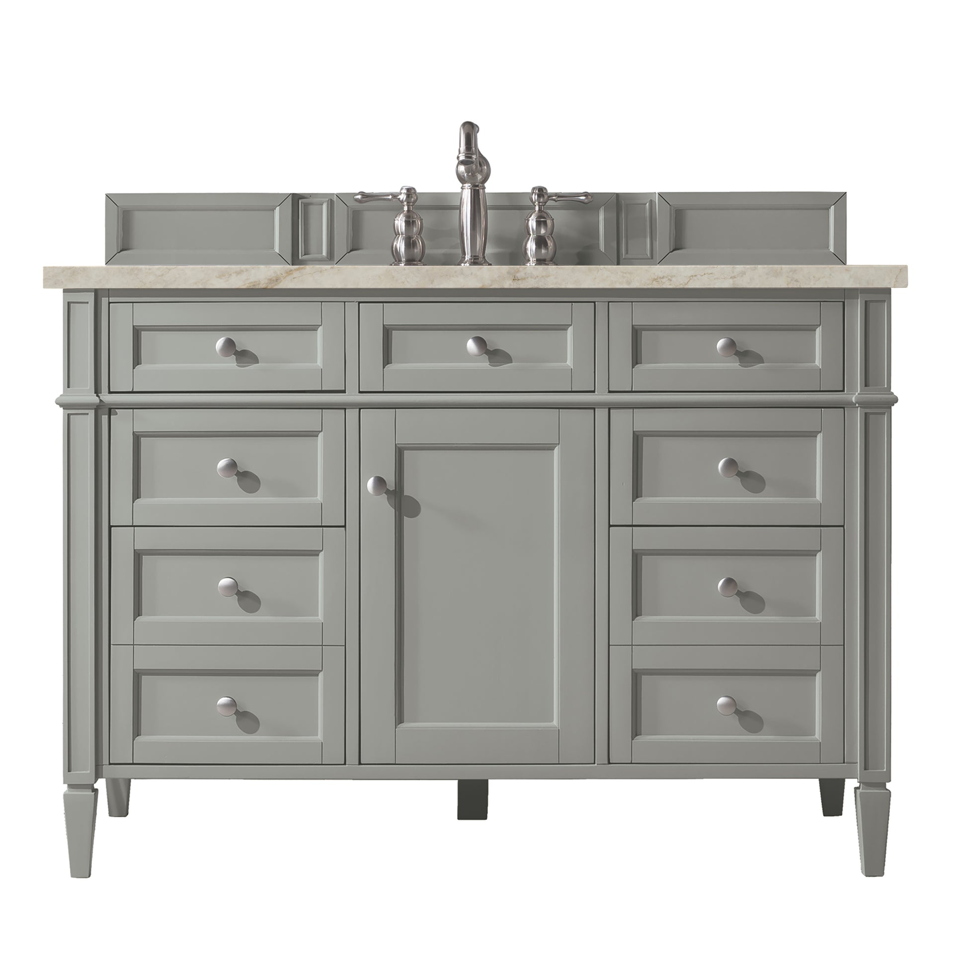 Renovate for Less Atlanta Brittany 48" Single Vanity, Urban Gray, w/ 3 CM Tajnar Eclos Top w/FreePower Wireless Charger