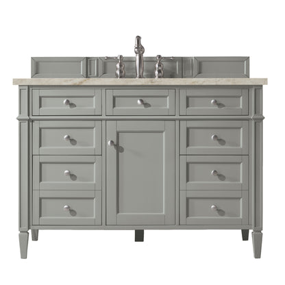 Renovate for Less Atlanta Brittany 48" Single Vanity, Urban Gray, w/ 3 CM Tajnar Eclos Top w/FreePower Wireless Charger