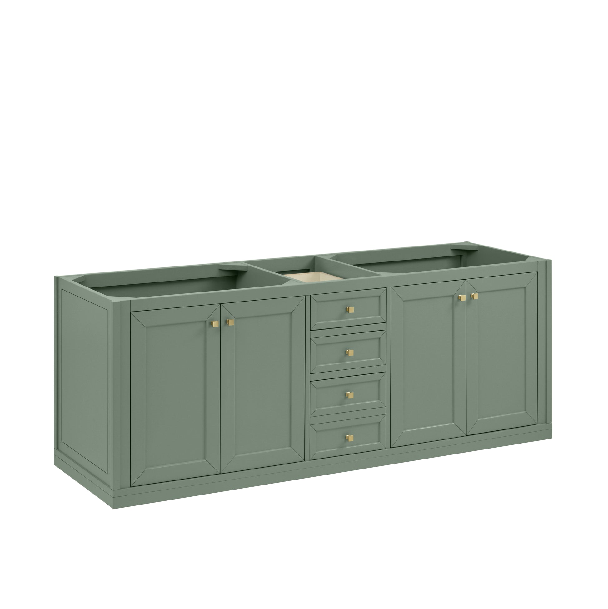 Renovate for Less Atlanta Chicago 72" Double Vanity, Smokey Celadon, w/ 3 CM Carrara Marble Top