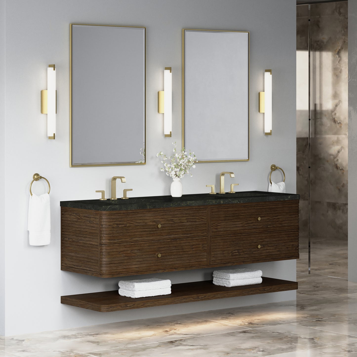 Renovate for Less Atlanta Allamari 72" Double Vanity, Sable w/ 3 CM Phantome Eclos Top