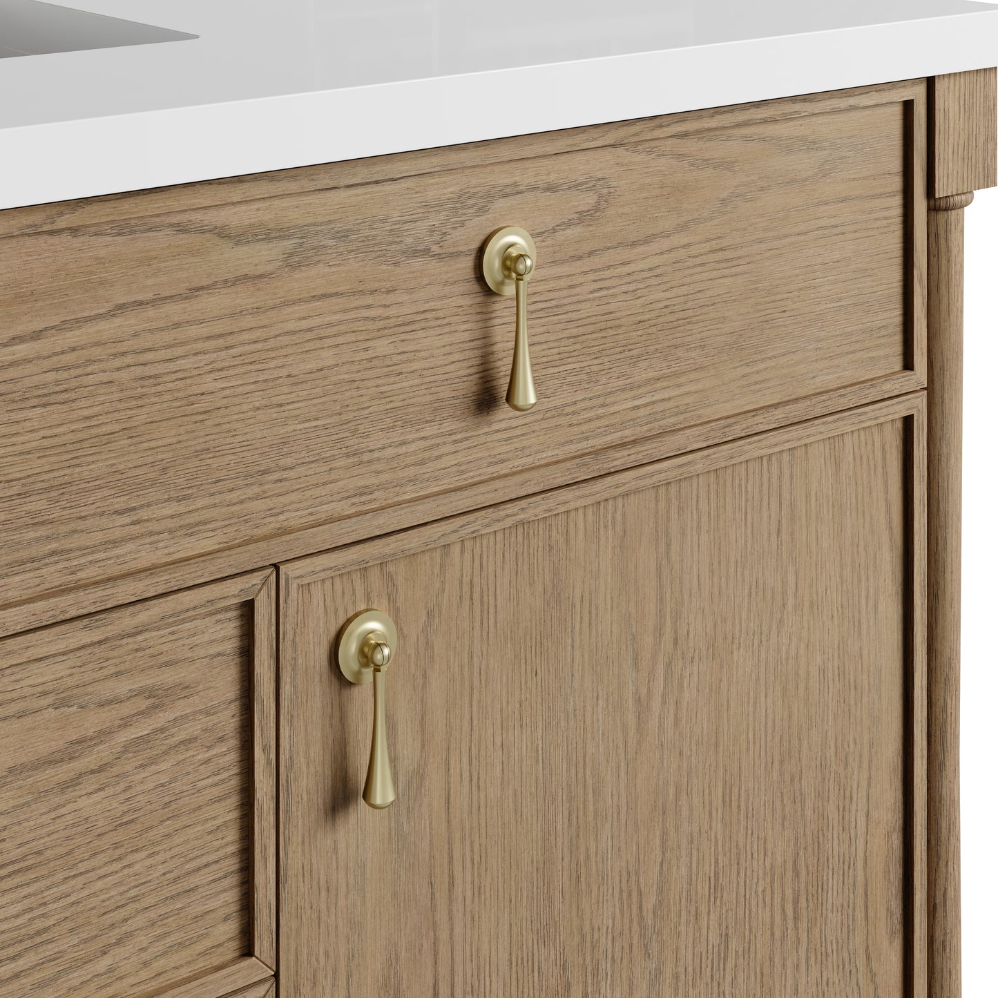 Renovate for Less Atlanta Kinnsden 48" Single Vanity, Weathered Oak w/ 3 CM Carrara Marble Top
