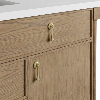 Renovate for Less Atlanta Kinnsden 48" Single Vanity, Weathered Oak w/ 3 CM Carrara Marble Top
