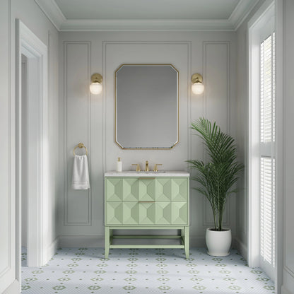 Emmeline 36" Single Vanity, Pistachio w/ 3 CM Eternal Jasmine Pearl Top