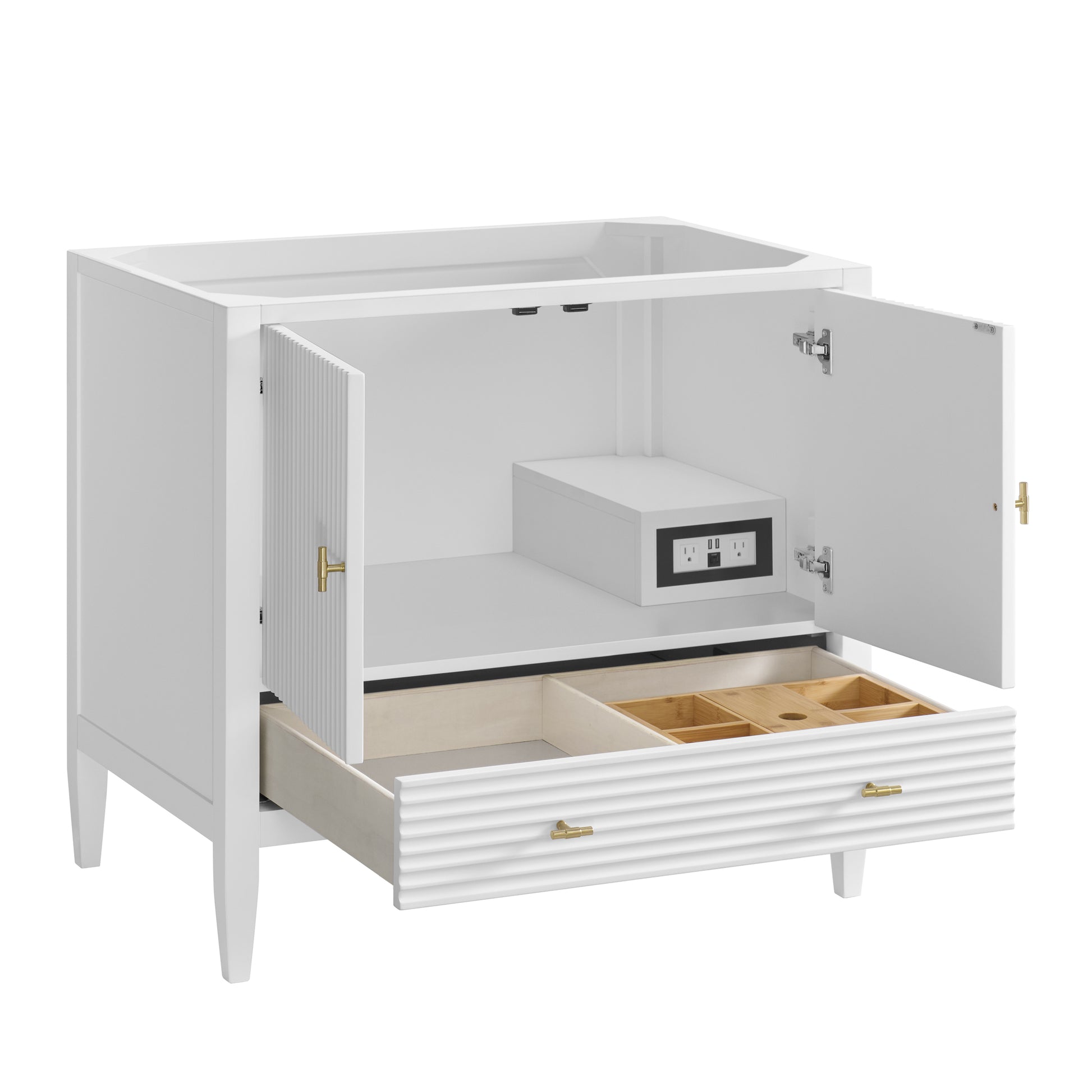 Renovate for Less Atlanta Myrrin 36" Vanity, Bright White, w/ 3 CM Siberian Silestone Top