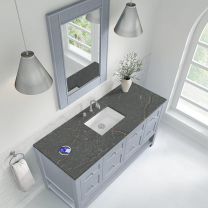 Renovate for Less Atlanta Breckenridge 60" Single Vanity, Serenity Blue w/ 3 CM Parisien Bleu Top w/ FreePower Wireless Charger