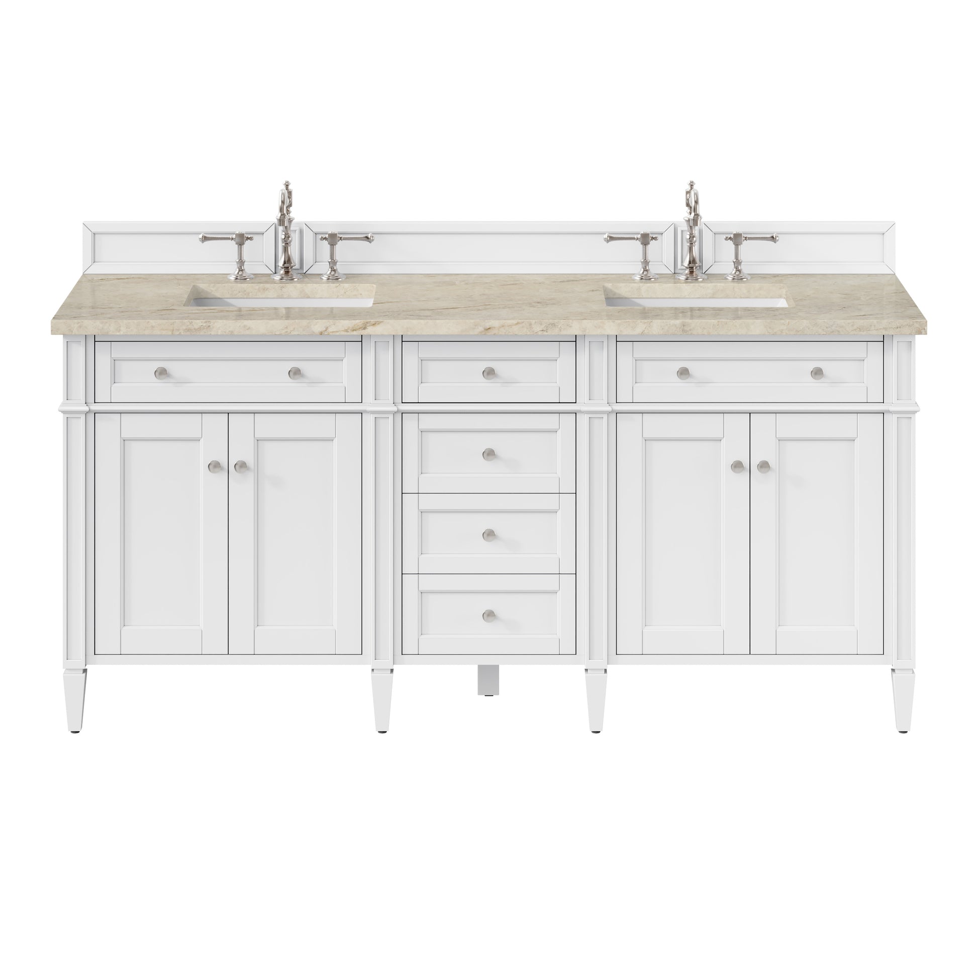 Renovate for Less Atlanta Brittany 72" Double Vanity in Bright White, w/ 3 CM Tajnar Eclos Top w/FreePower Wireless Charger