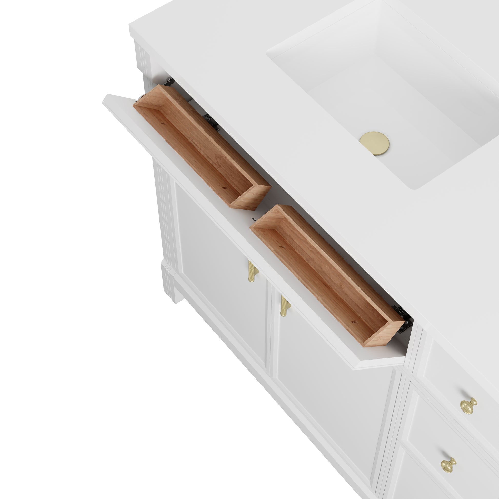 Renovate for Less Atlanta Bellshire 72" Double Vanity, Bright White w/ 3 CM Carrara Marble Top