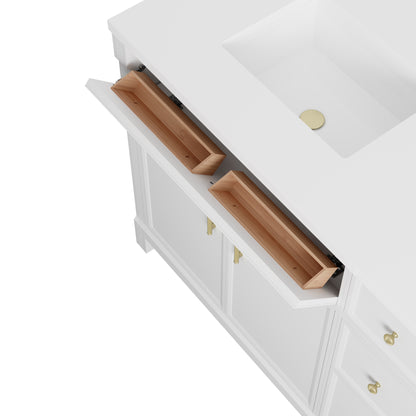 Renovate for Less Atlanta Bellshire 72" Double Vanity, Bright White w/ 3 CM Phantome Eclos Top
