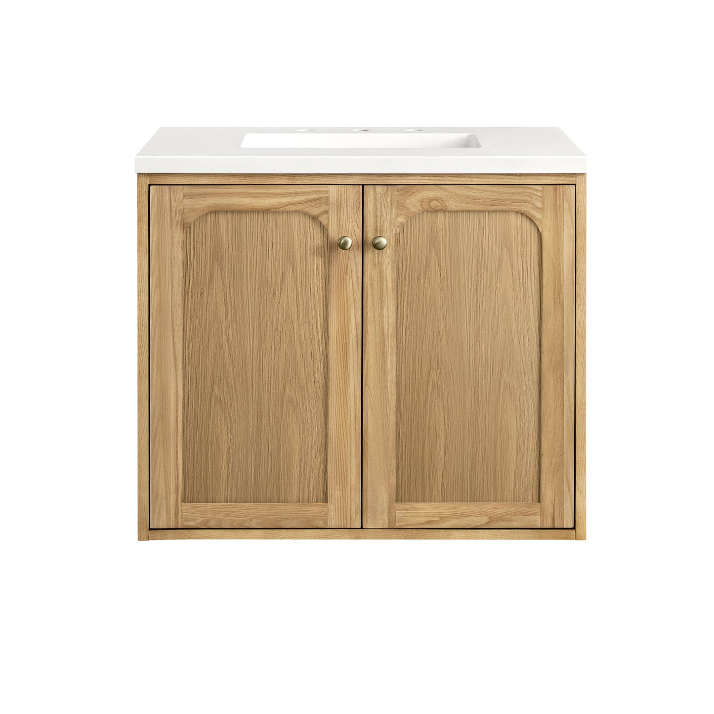 Renovate for Less Atlanta Laurent 30" Single Vanity, Light Natural Oak w/ 3 CM White Zeus Top
