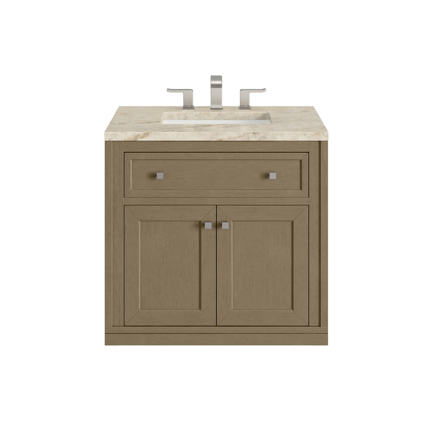 Renovate for Less Atlanta Chicago 30" Single Vanity, Walnut Whisper, w/ 3 CM Tajnar Eclos Top