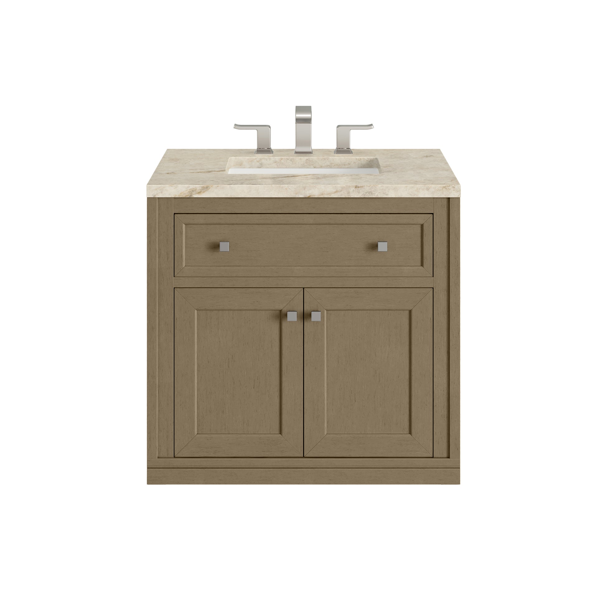Renovate for Less Atlanta Chicago 30" Single Vanity, Walnut Whisper, w/ 3 CM Tajnar Eclos Top