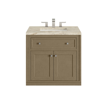 Renovate for Less Atlanta Chicago 30" Single Vanity, Walnut Whisper, w/ 3 CM Tajnar Eclos Top