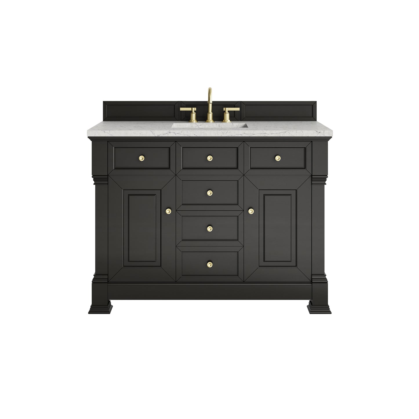 Renovate for Less Atlanta Brookfield 48" Single Vanity, Black Onyx w/ 3 CM Eternal Jasmine Pearl Silestone Top w/ FreePower Wireless Charger