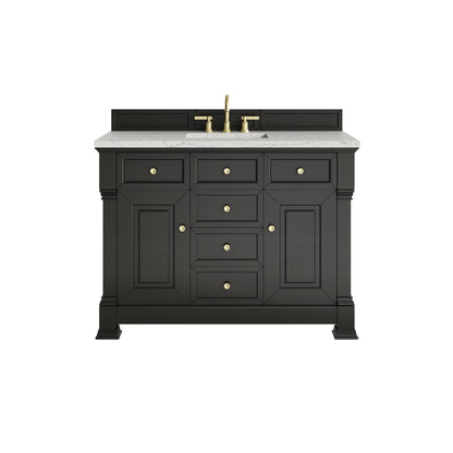 Renovate for Less Atlanta Brookfield 48" Single Vanity, Black Onyx w/ 3 CM Eternal Jasmine Pearl Silestone Top w/ FreePower Wireless Charger