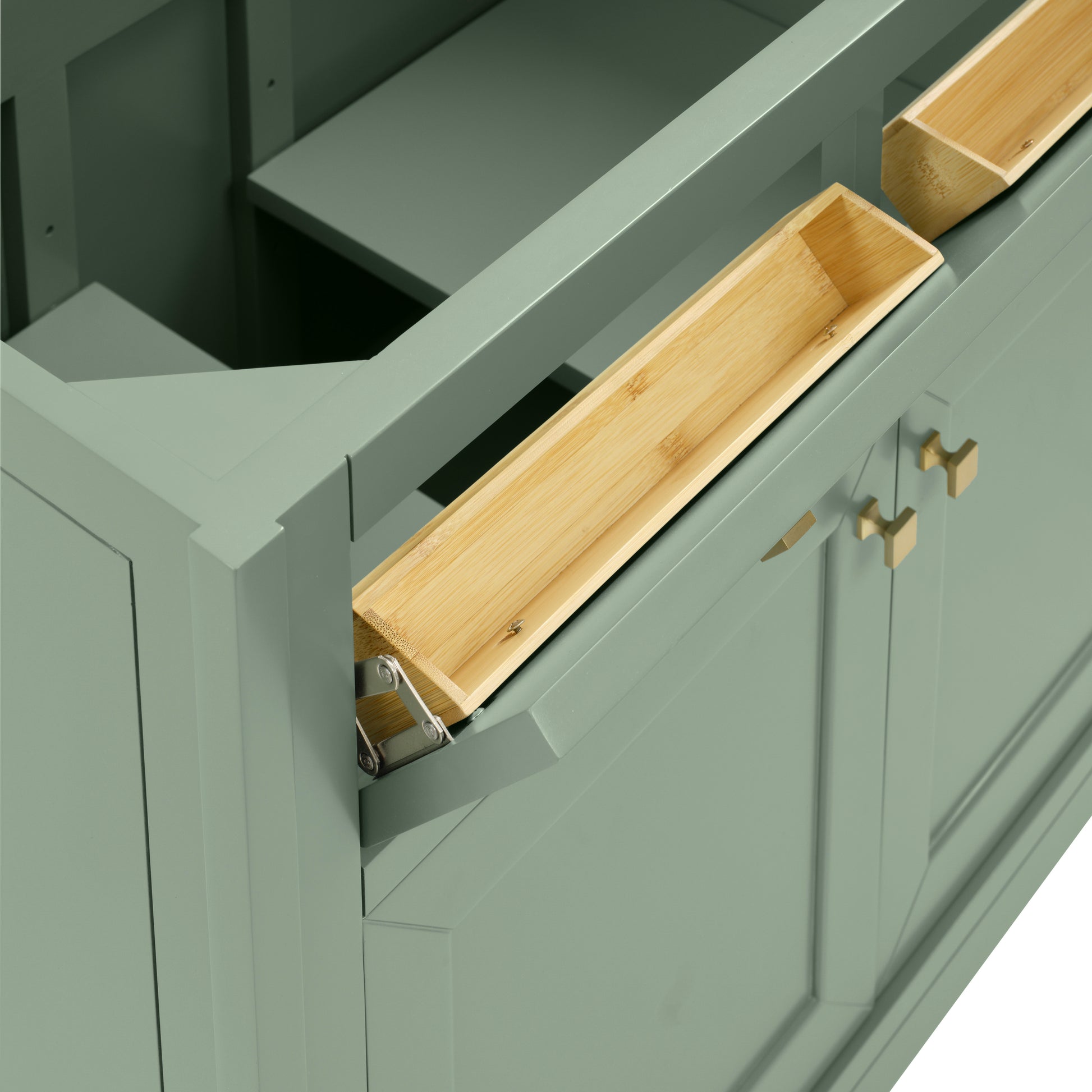Renovate for Less Atlanta Chicago 36" Single Vanity, Smokey Celadon, w/ Single Hole 3CM White Zeus Silestone® Top & Backsplash
