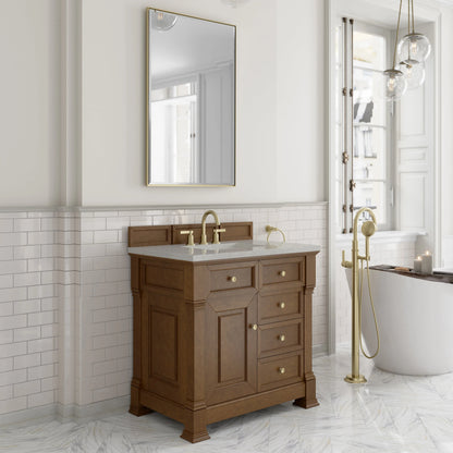 Brookfield 36" Single Vanity, Honey Oak w/ 3 CM Lime Delight Silestone Top