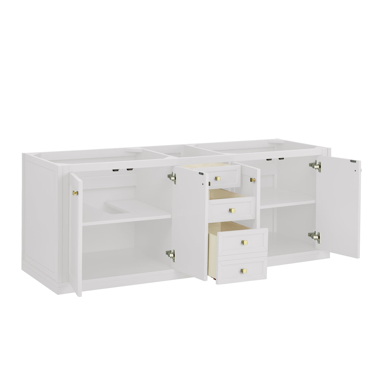 Renovate for Less Atlanta Chicago 72" Double Vanity, Glossy White, w/ 3 CM Ethereal Noctis Silestone® Top