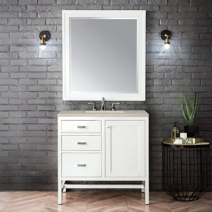 Renovate for Less Atlanta Addison 36" Single Vanity, Glossy White, w/ 3 CM Siberian Silestone Top