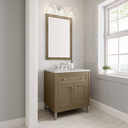 Renovate for Less Atlanta Chicago 30" Single Vanity, Walnut Whisper, w/ 3 CM Ethereal Noctis Silestone® Top