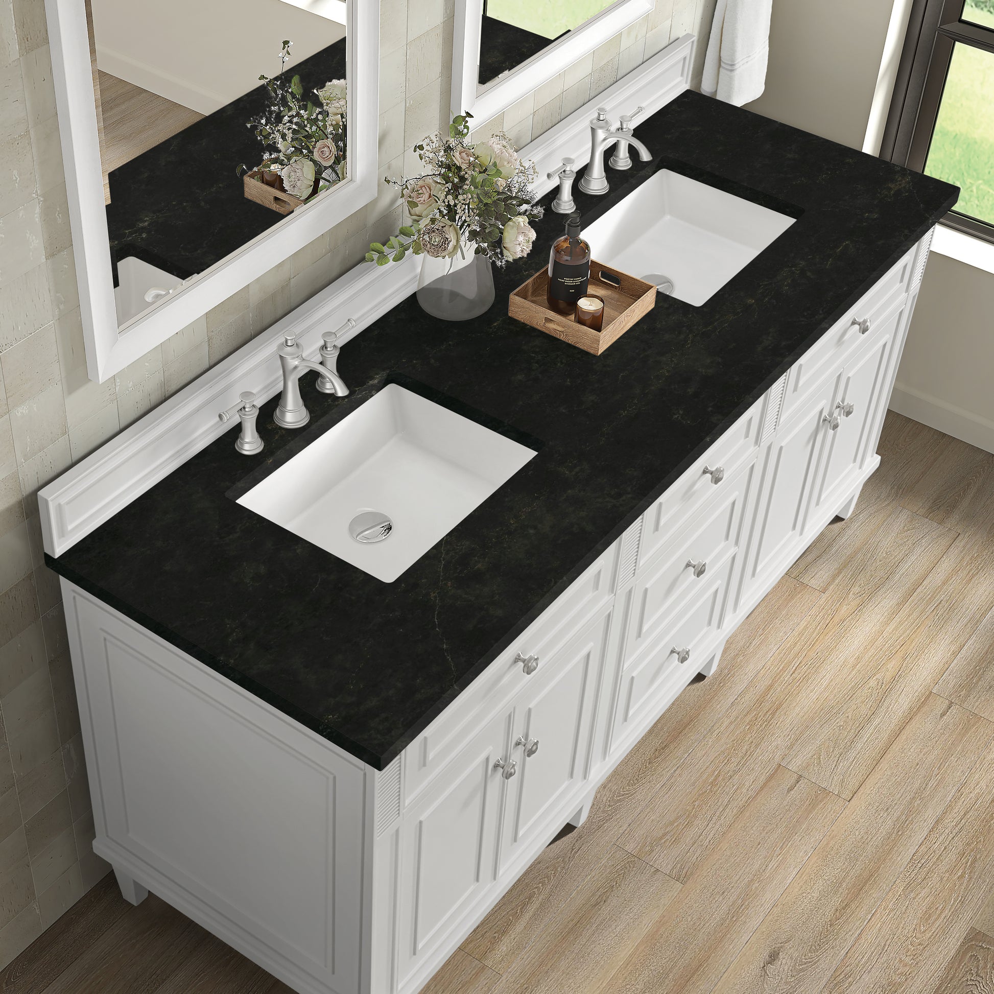 Renovate for Less Atlanta Lorelai 72" Double Vanity, Bright White, w/ 3 CM Phantome Eclos Top