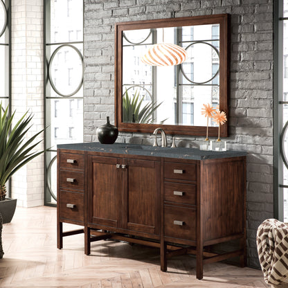 Renovate for Less Atlanta Addison 60" Single Vanity, Mid-Century Acacia w/ 3 CM Parisien Bleu Silestone Top