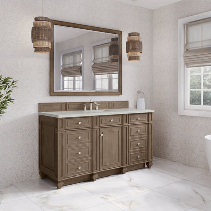 Renovate for Less Atlanta Bristol 60" Single Vanity, Whitewashed Walnut w/ 3 CM Lime Delight Silestone Top