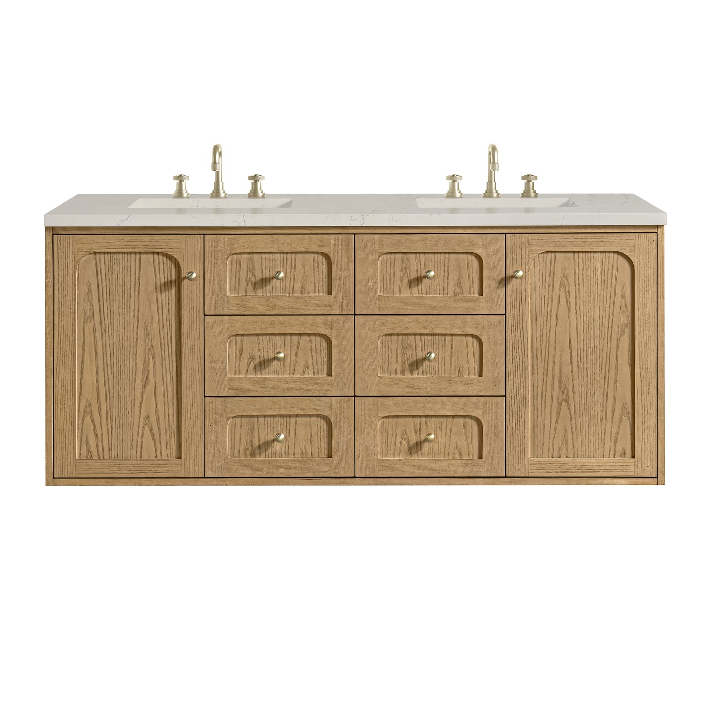 Renovate for Less Atlanta Laurent 60" Double Vanity, Light Natural Oak, w/ 3 CM Siberian Silestone Top