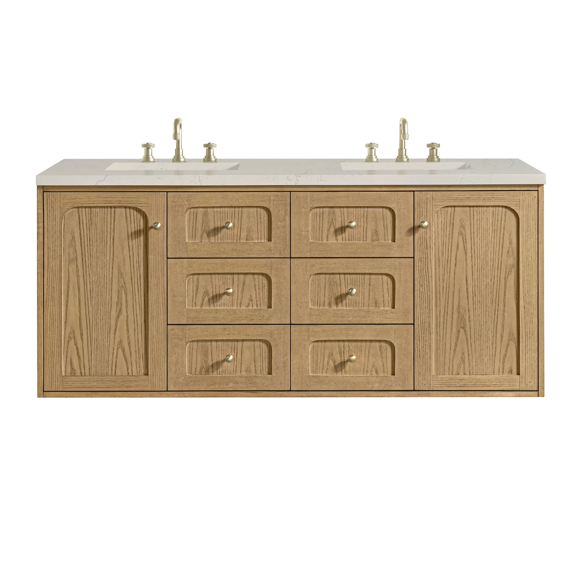 Laurent 60" Double Vanity, Light Natural Oak, w/ 3 CM Siberian Silestone Top
