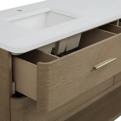 Lucian 72" Double Vanity, Pebble Oak w/ 3 CM White Zeus Silestone Top