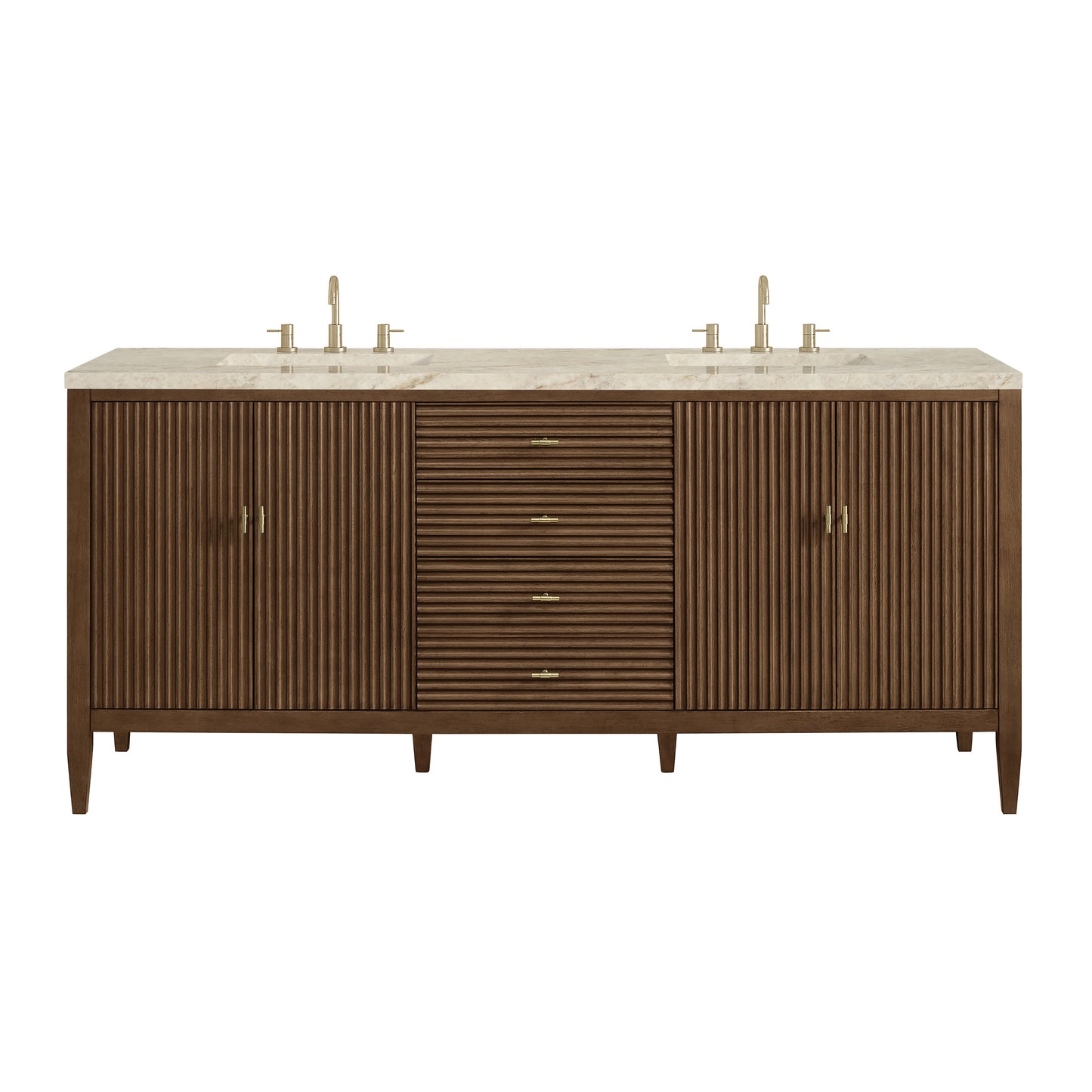 Renovate for Less Atlanta Myrrin 72" Vanity, Mid Century Walnut, w/ 3 CM Tajnar Eclos Top