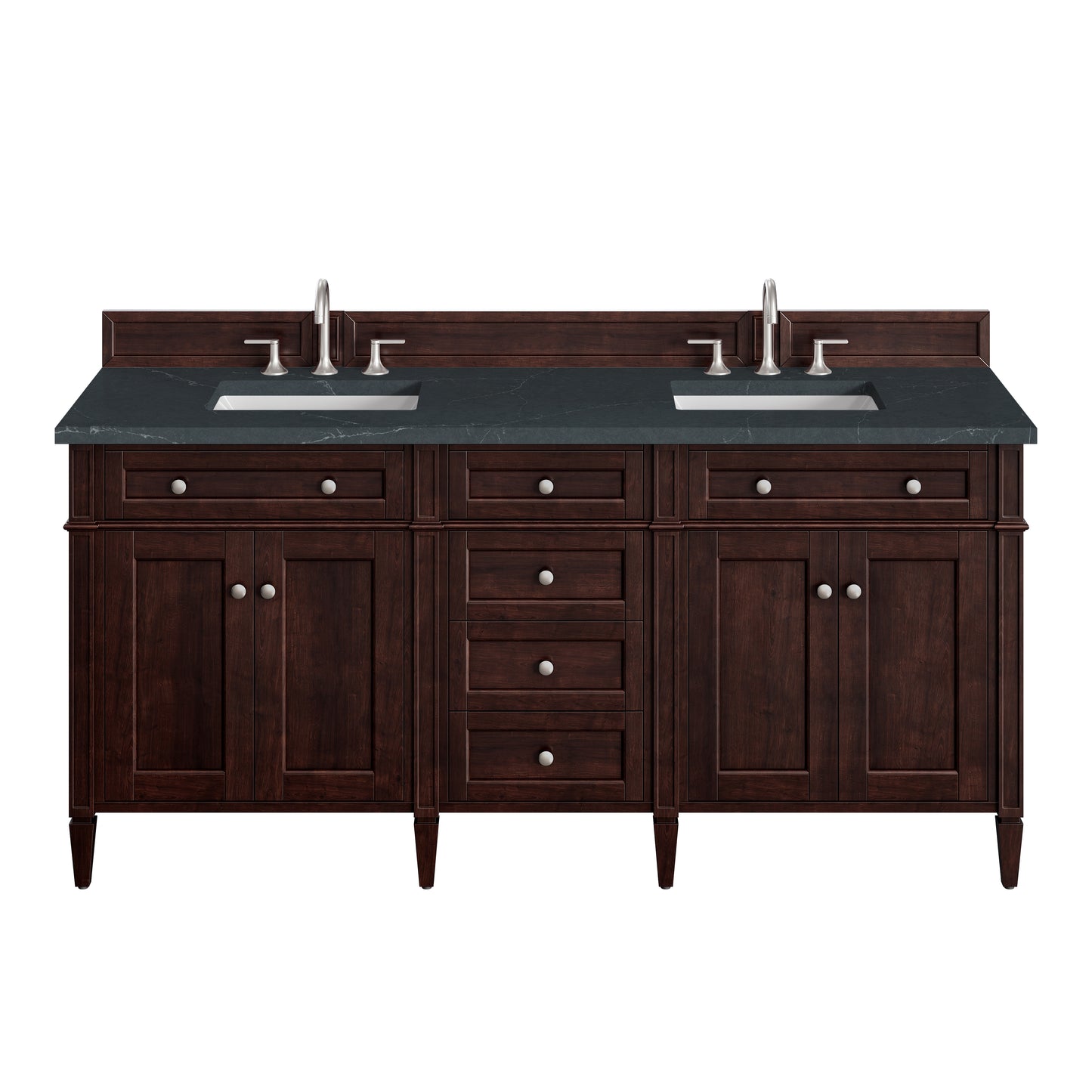 Renovate for Less Atlanta Brittany 72" Double Vanity, Burnished Mahogany w/ 3 CM Charcoal Soapstone Silestone Top