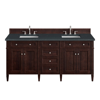Renovate for Less Atlanta Brittany 72" Double Vanity, Burnished Mahogany w/ 3 CM Charcoal Soapstone Silestone Top