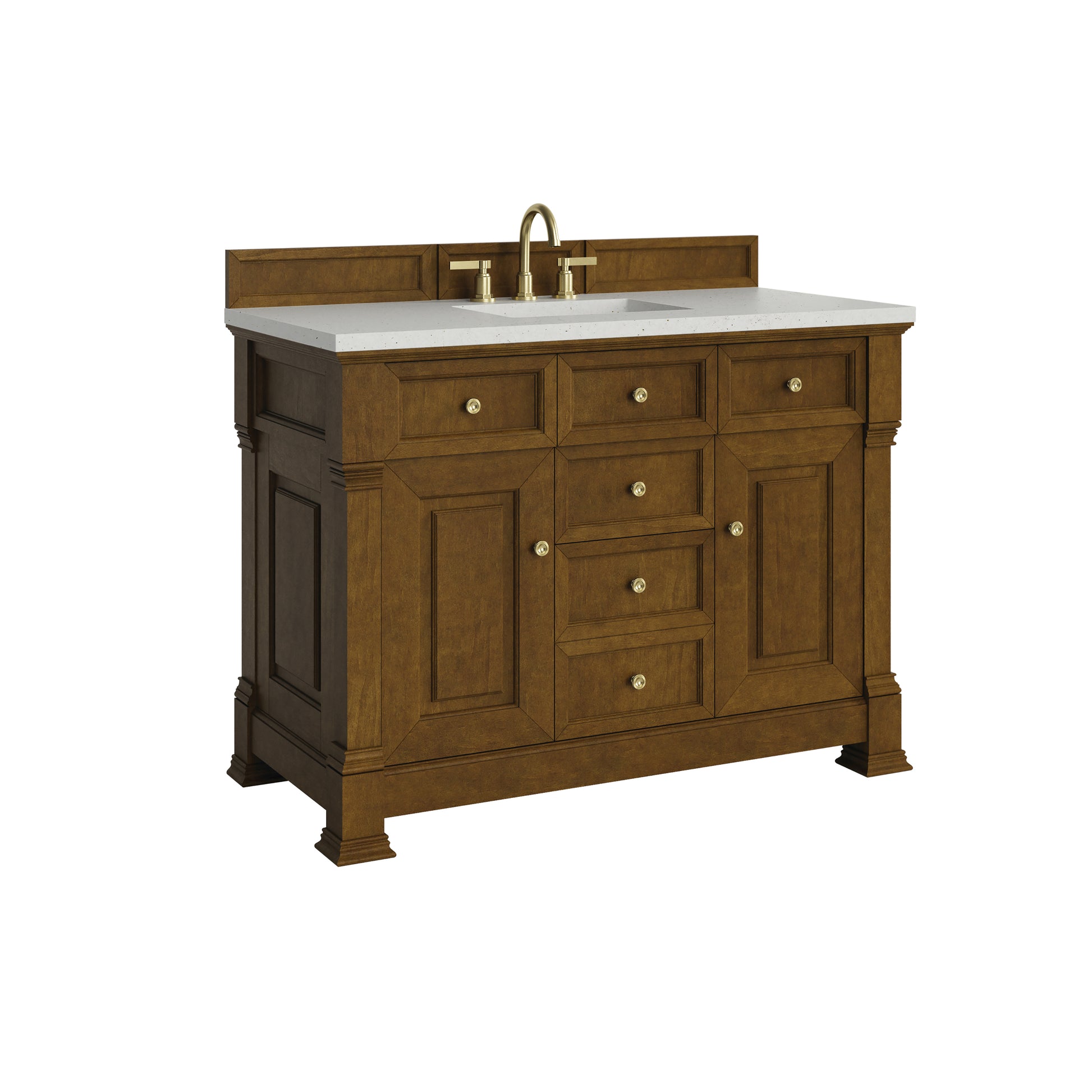 Renovate for Less Atlanta Brookfield 48" Single Vanity, Honey Oak w/ 3 CM Lime Delight Silestone Top