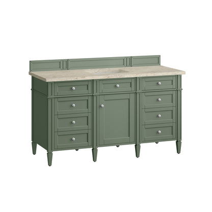 Renovate for Less Atlanta Brittany 60" Single Vanity, Smokey Celadon, w/ 3 CM Tajnar Eclos Top