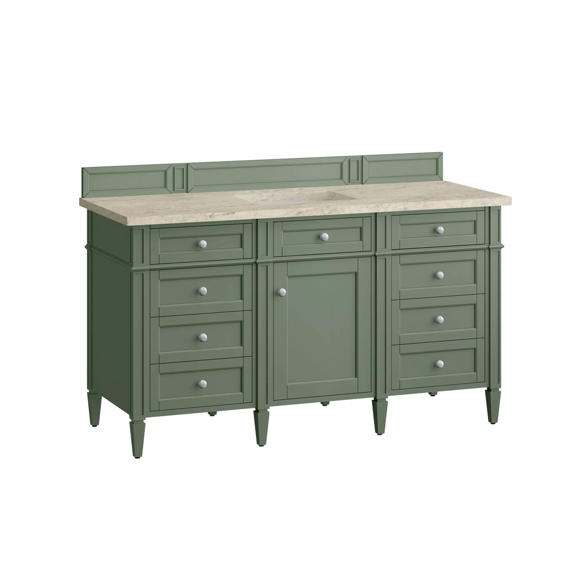 Brittany 60" Single Vanity, Smokey Celadon, w/ 3 CM Tajnar Eclos Top