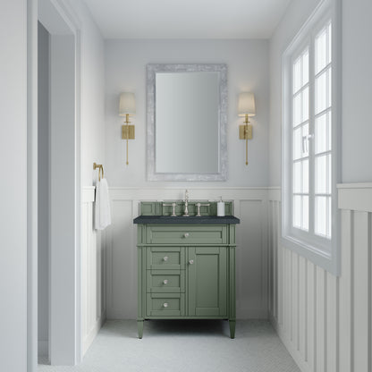 Renovate for Less Atlanta Brittany 30" Single Vanity, Smokey Celadon w/ 3 CM Charcoal Soapstone Top