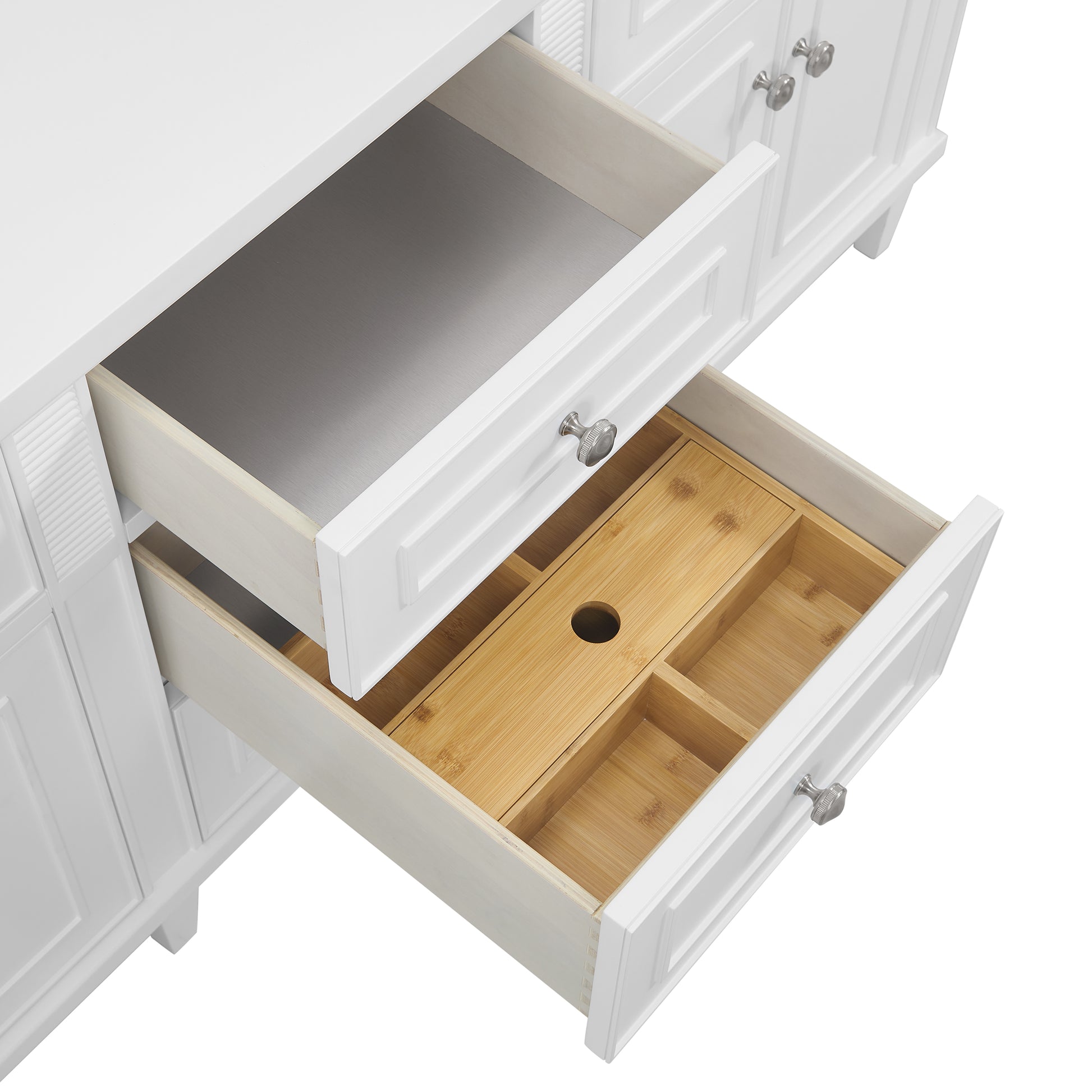 Renovate for Less Atlanta Lorelai 72" Double Vanity, Bright White w/ 3 CM White Zeus Silestone Top