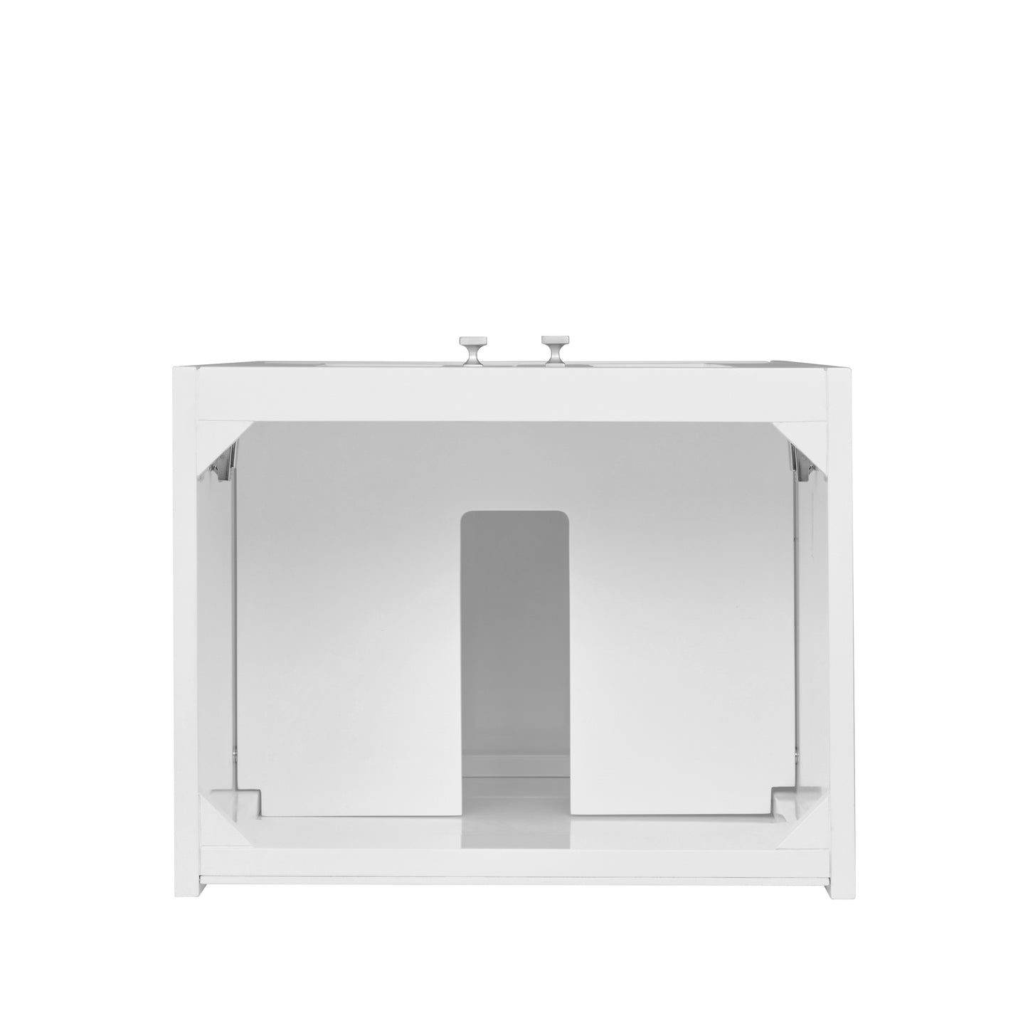 Renovate for Less Atlanta Chianti 20" Single Vanity, Glossy White, Brushed Nickel, w/ White Glossy Composite Stone Top