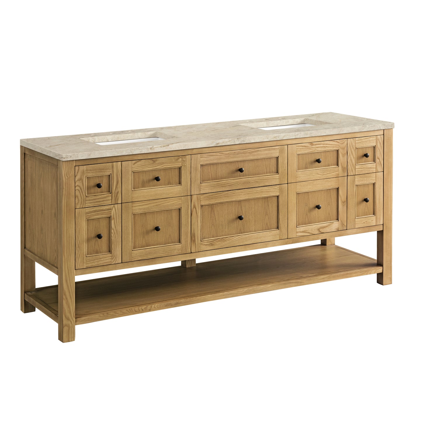 Renovate for Less Atlanta Breckenridge 72" Double Vanity, Light Natural Oak, w/ 3 CM Tajnar Eclos Top