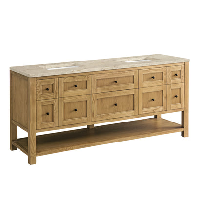 Renovate for Less Atlanta Breckenridge 72" Double Vanity, Light Natural Oak, w/ 3 CM Tajnar Eclos Top