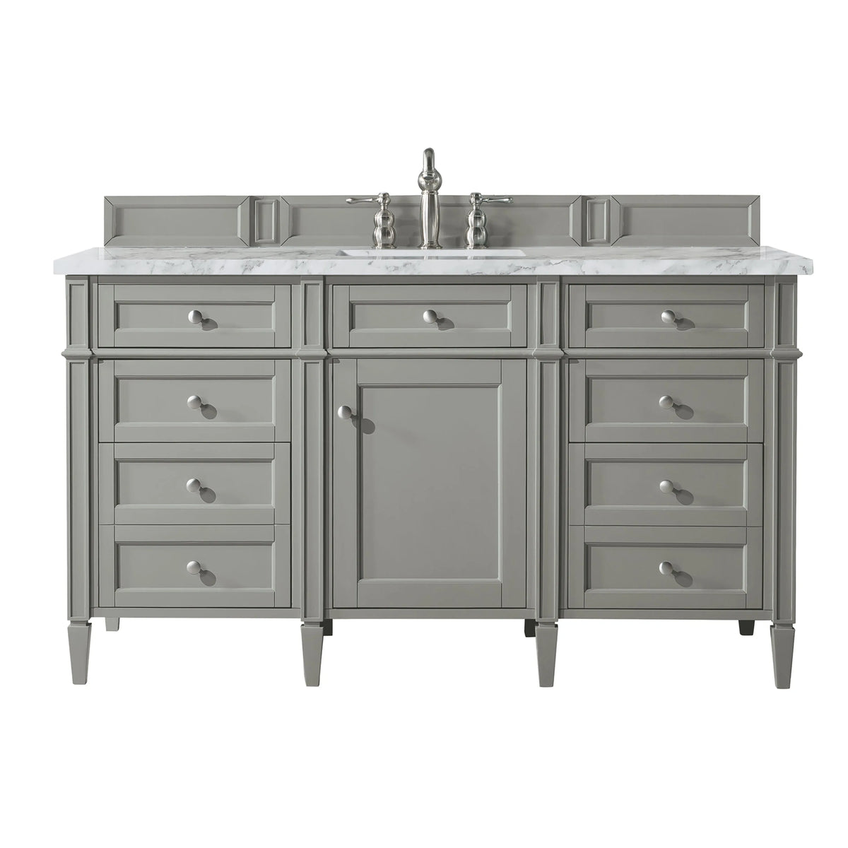 Brittany 60" Single Vanity, Urban Gray w/ 3 CM Carrara Marble Top