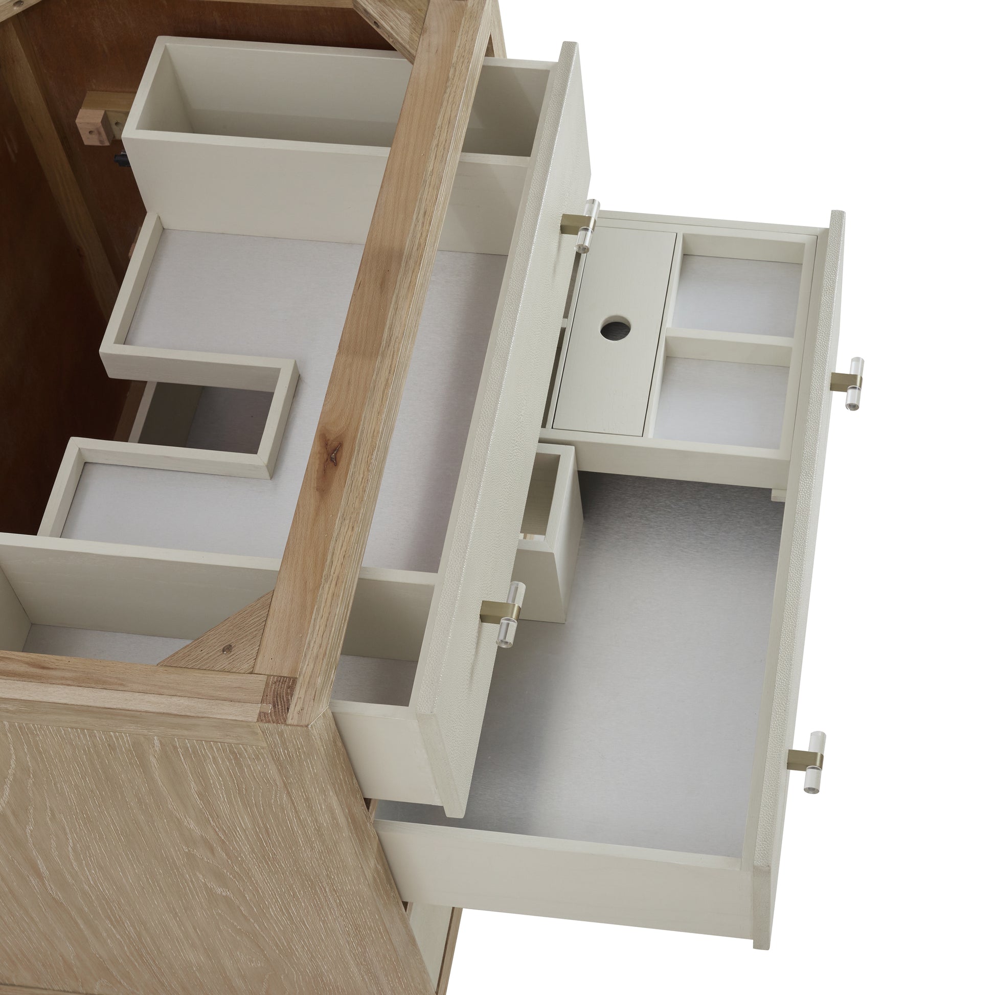 Renovate for Less Atlanta Celeste 36" Single Vanity, Sunwashed Oak with Embossed Shagreen w/ Single Hole 3 CM White Zeus Silestone Top & Backsplash