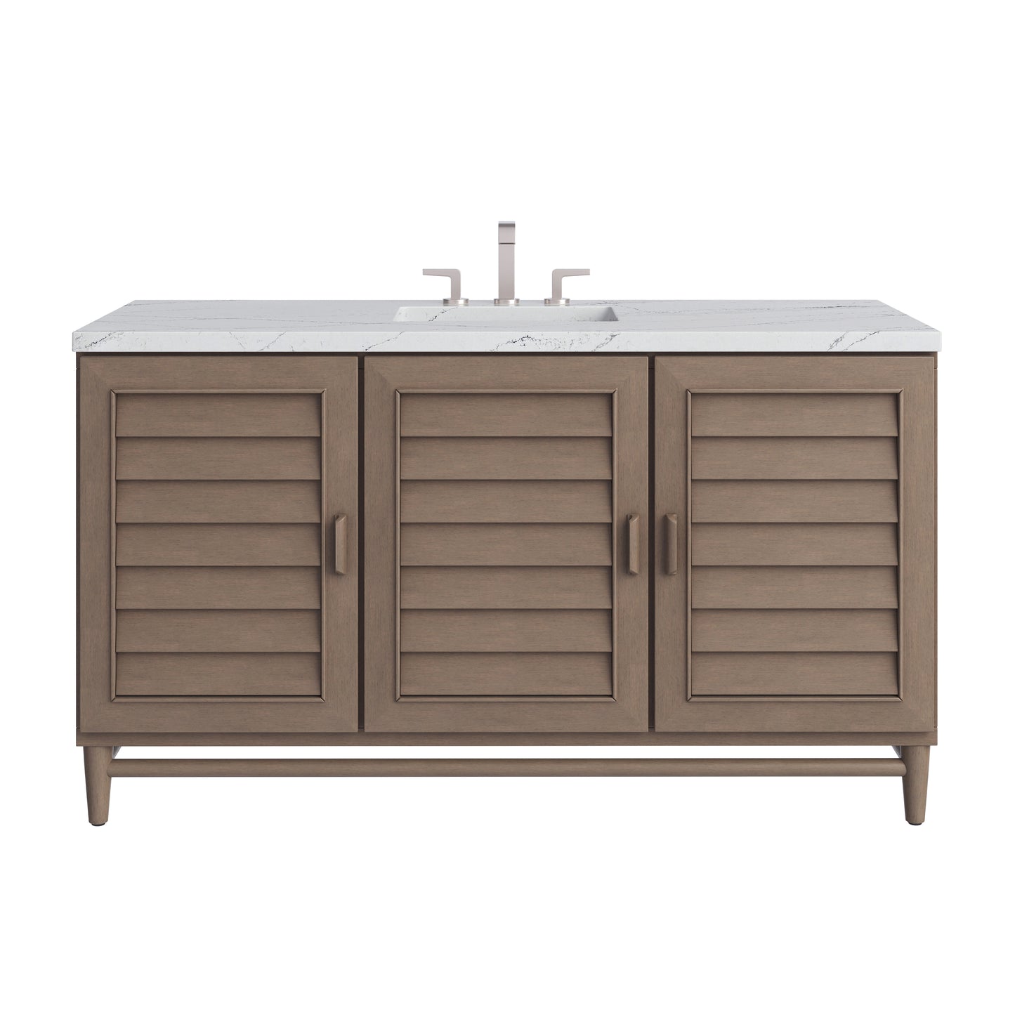 Renovate for Less Atlanta Portland 60" Single Vanity Whitewashed Walnut w/ 3 CM Ethereal Noctis Silestone Top