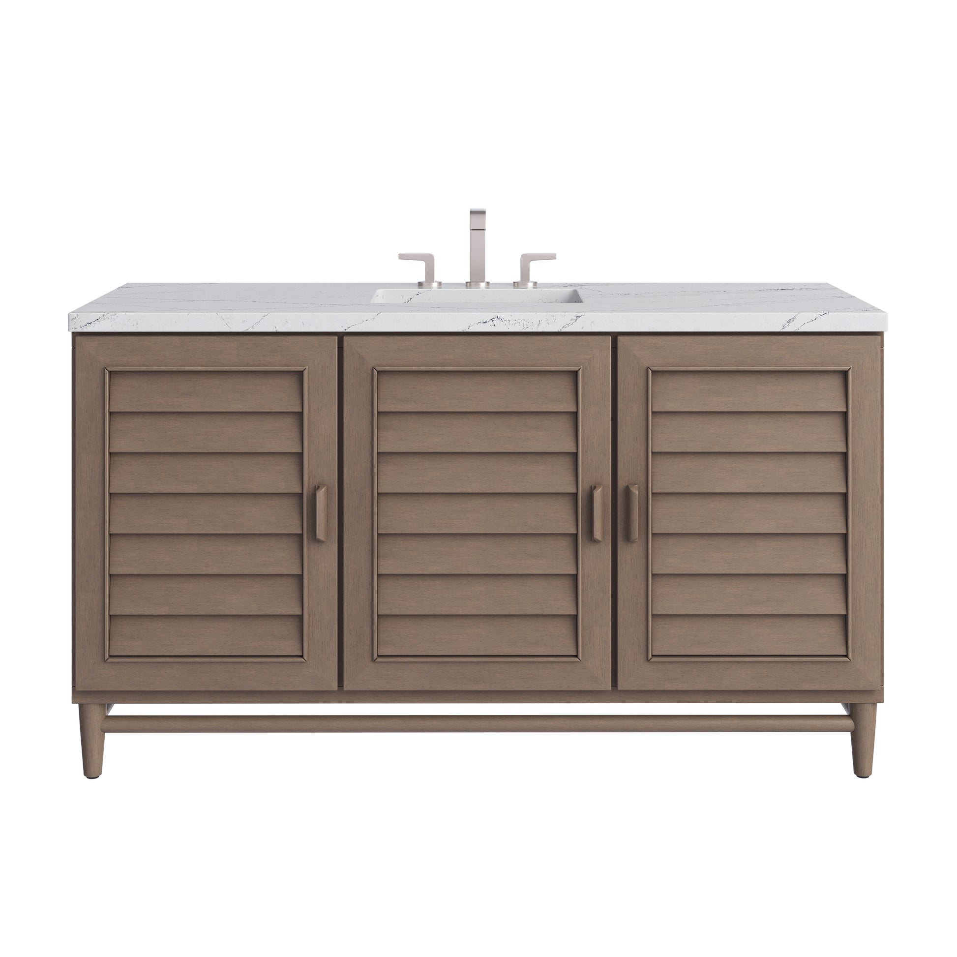 Renovate for Less Atlanta Portland 60" Single Vanity Whitewashed Walnut w/ 3 CM Ethereal Noctis Silestone Top