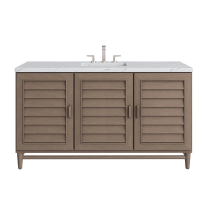 Portland 60" Single Vanity Whitewashed Walnut w/ 3 CM Ethereal Noctis Silestone Top