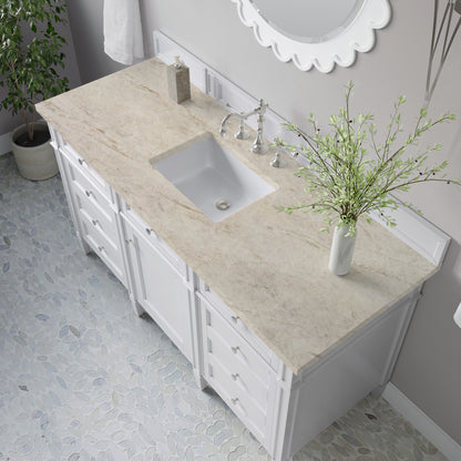 Renovate for Less Atlanta Brittany 60" Single Vanity in Bright White, w/ 3 CM Tajnar Eclos Top