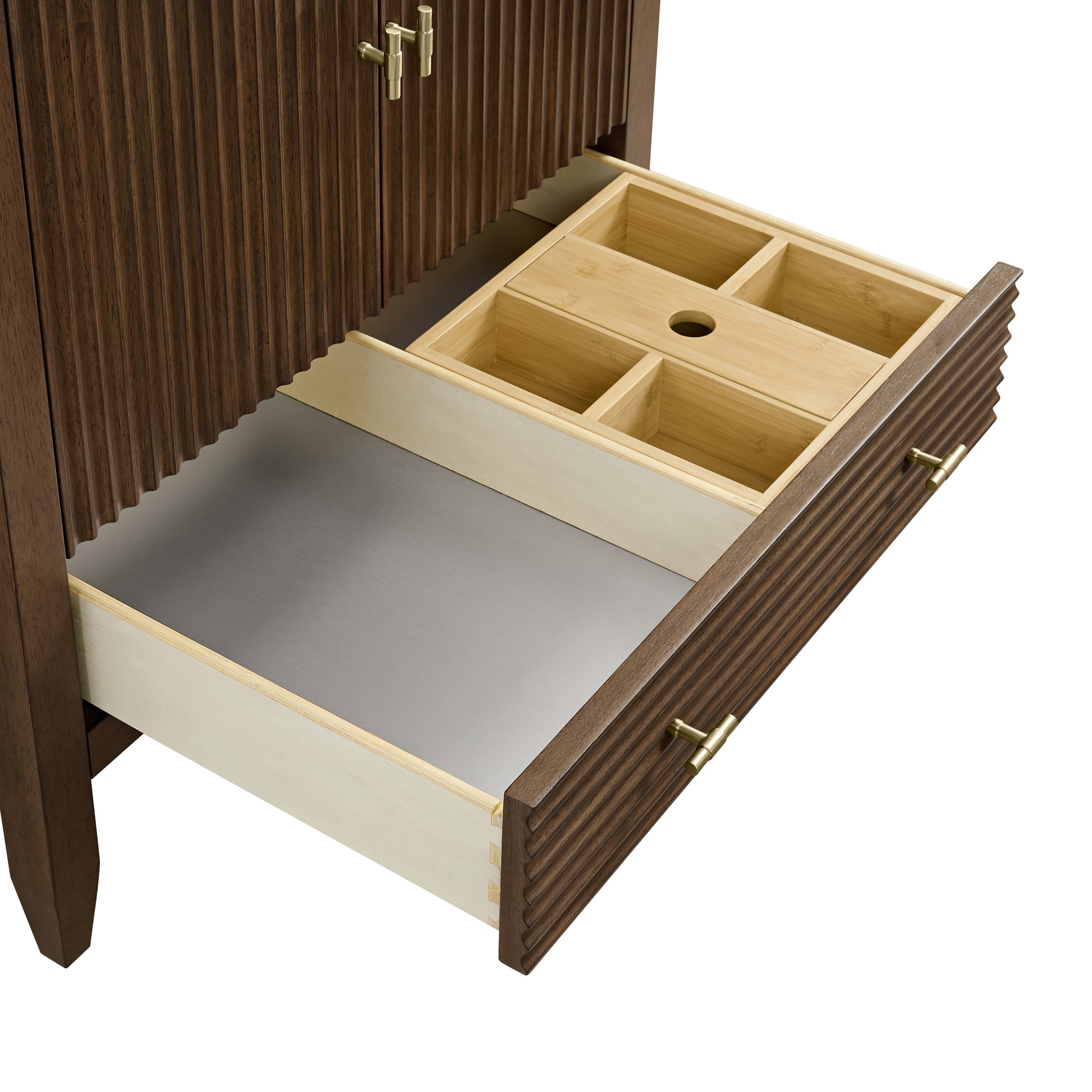 Renovate for Less Atlanta Myrrin 30" Single Vanity, Mid-Century Walnut w/ 3 CM White Zeus Silestone Top