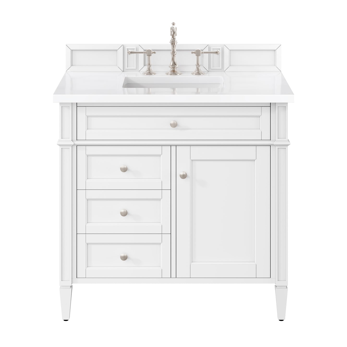 Renovate for Less Atlanta Brittany 36" Single Vanity, Bright White w/ 3 CM White Zeus Silestone Top