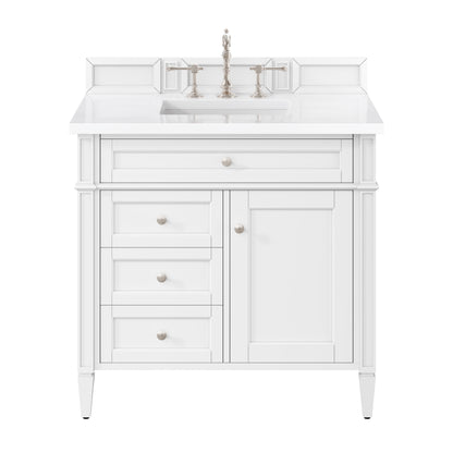 Renovate for Less Atlanta Brittany 36" Single Vanity, Bright White w/ 3 CM White Zeus Silestone Top