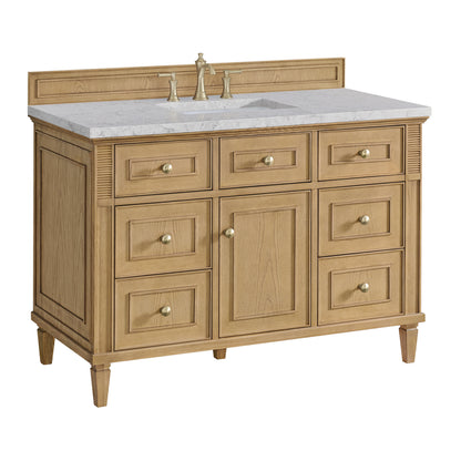 Renovate for Less Atlanta Lorelai 48" Single Vanity, Light Natural Oak w/ 3 CM Eternal Jasmine Pearl Silestone Top